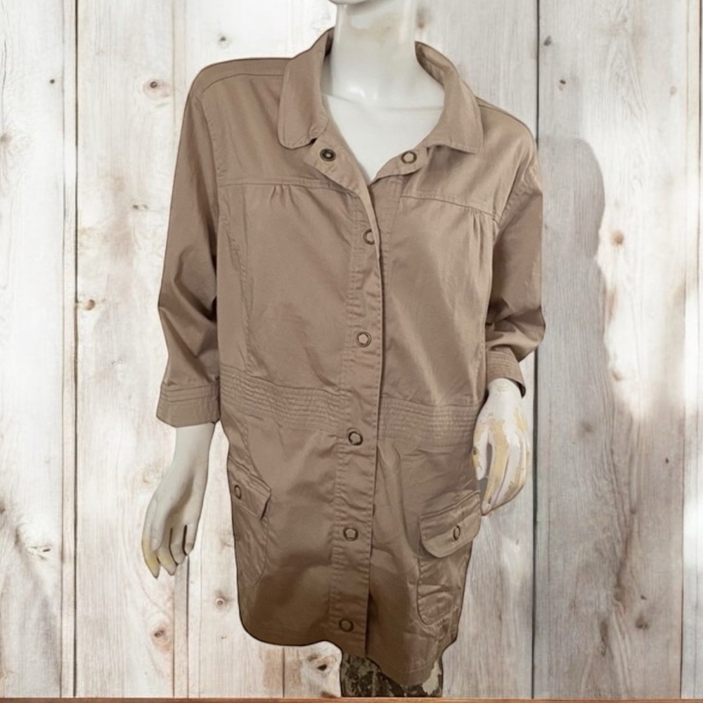 🤑 10/$100 Liz & Me tan 3/4 sleeve lightbweight stretch cargo jacket 2X 22/24